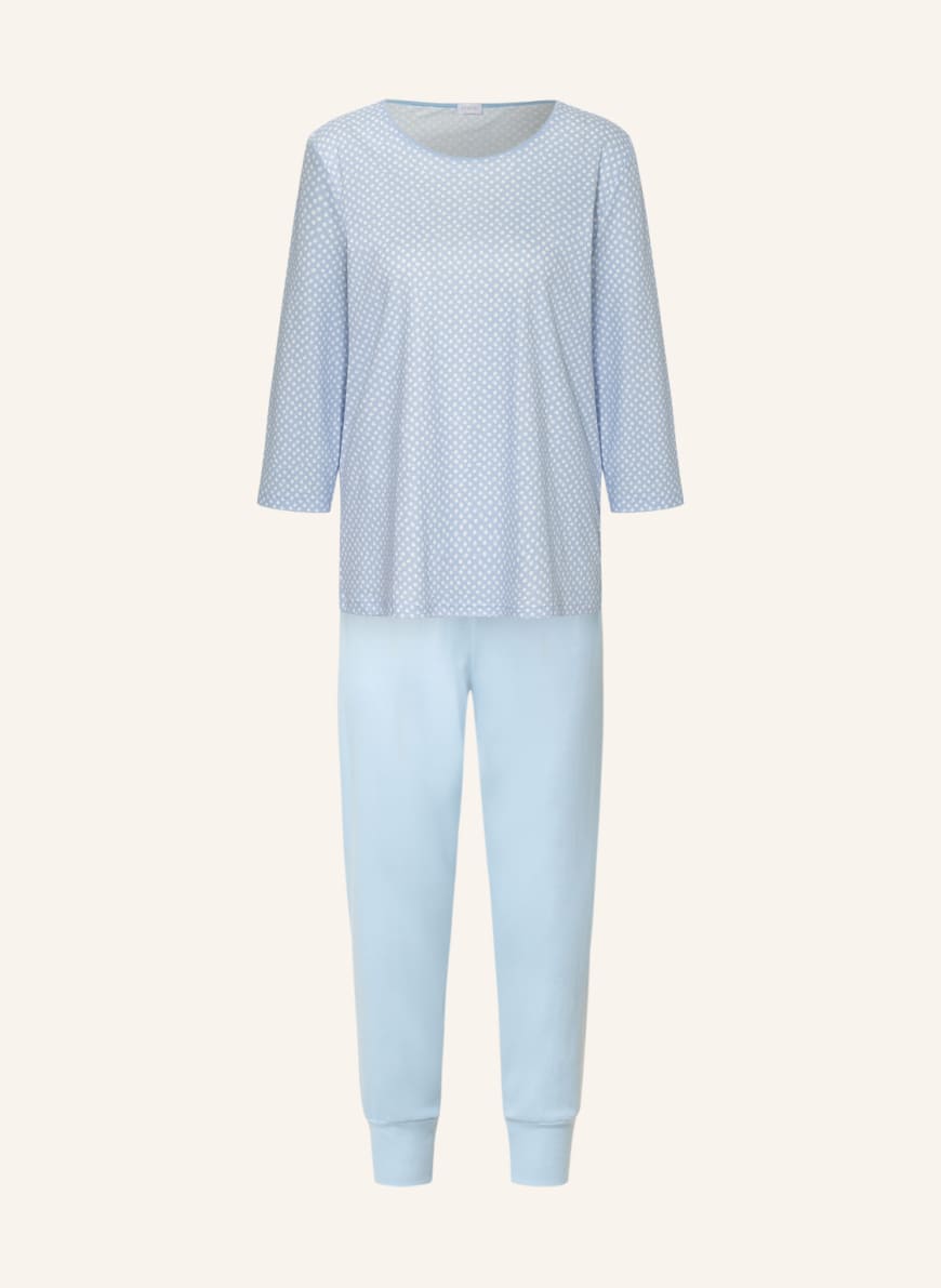 mey 7/8 pajamas series EMELIE with 3/4 sleeves, Color: LIGHT BLUE/ WHITE (Image 1)
