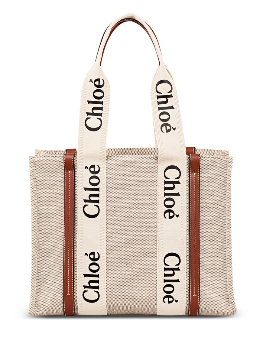 Chloé Shopper WOODY LARGE, Farbe: 90U WHITE - BROWN(Bild 1)