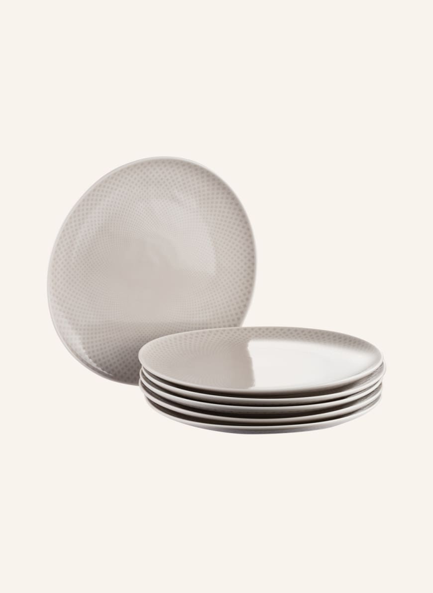 Rosenthal Set of 6 dinner plates JUNTO SOFT SHELL, Color: LIGHT GRAY (Image 1)