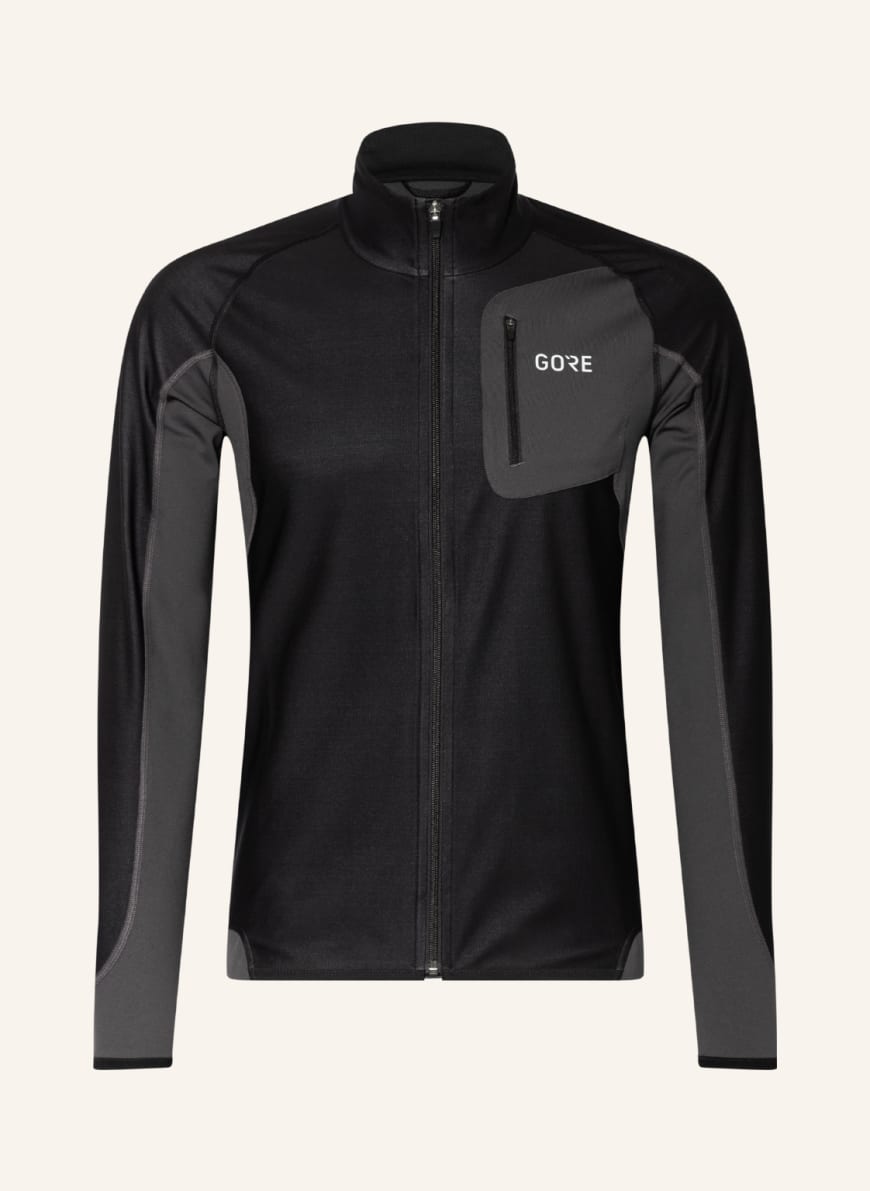 GORE RUNNING WEAR Running jacket R3 PARTIAL GORE® WINDSTOPPER®, Color: BLACK/ DARK GRAY(Image 1)