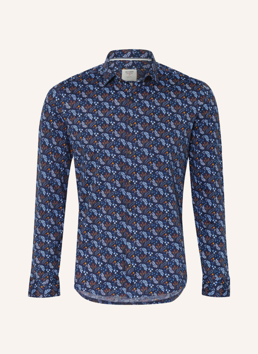 OLYMP Jerseyhemd Body Fit, Farbe: BLAU/ WEISS/ ORANGE(Bild 1)