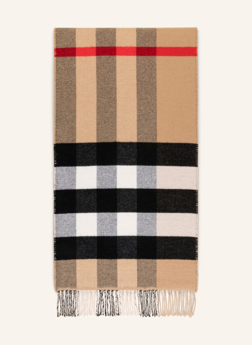 BURBERRY Scarf with cashmere in cream/ brown/ red | Breuninger