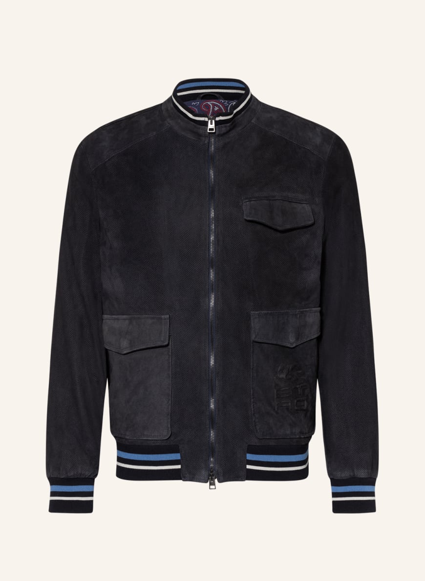 ETRO Leather bomber jacket , Color: DARK BLUE (Image 1)
