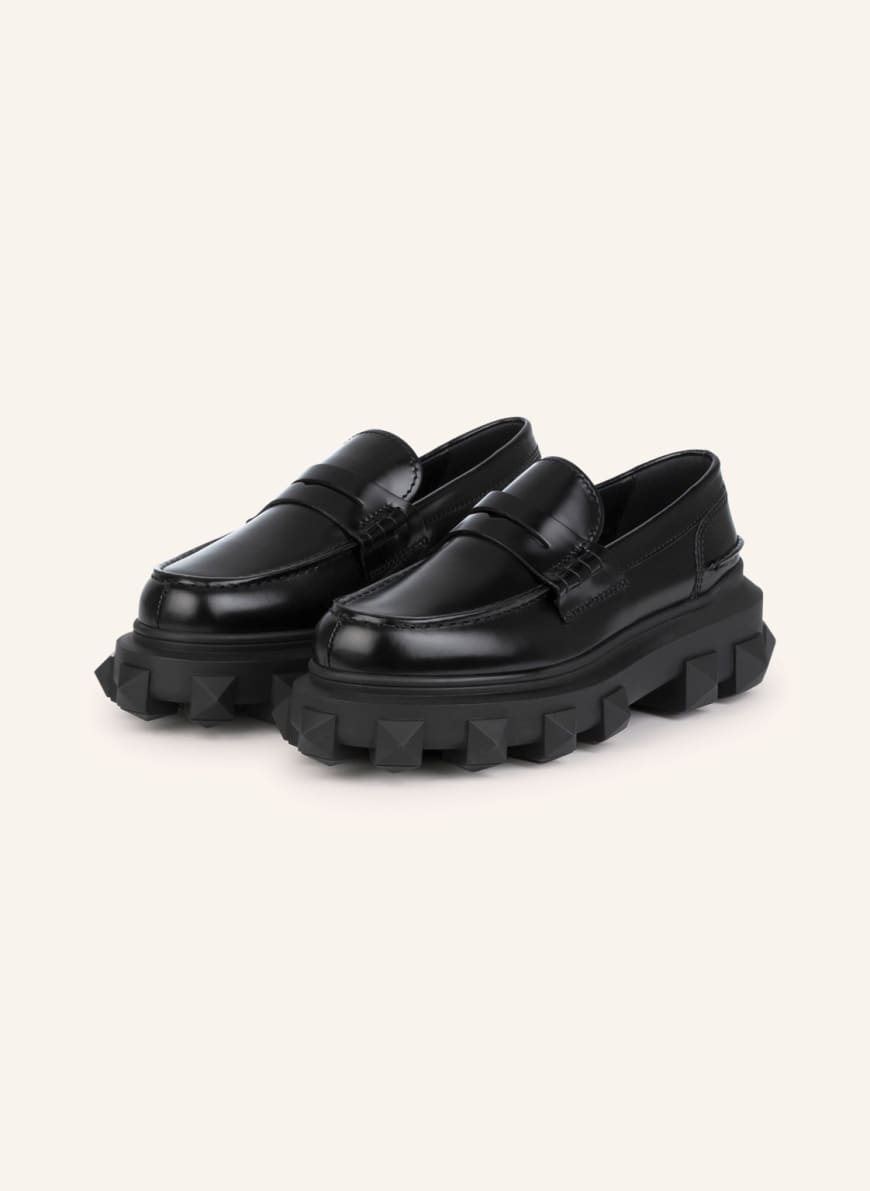 VALENTINO GARAVANI Penny loafers ROCKSTUD, Color: BLACK (Image 1)