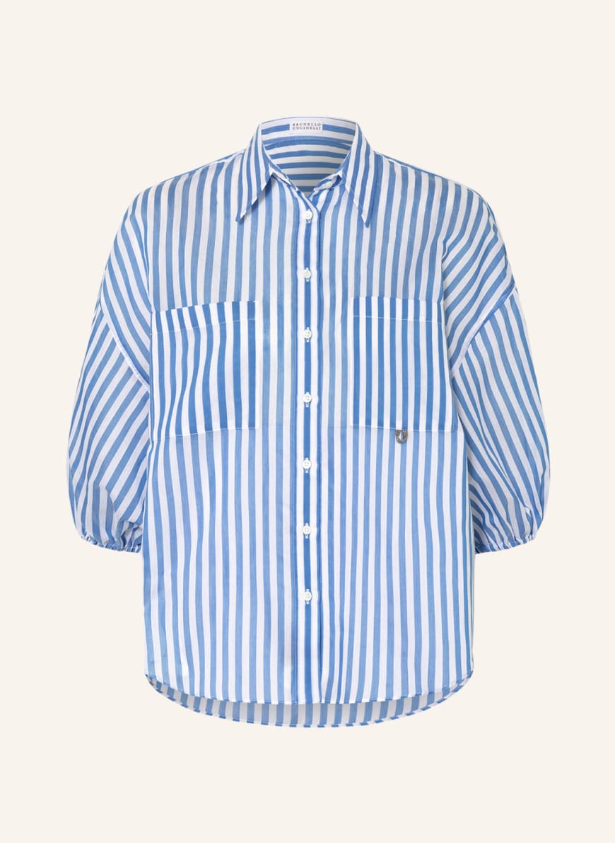 BRUNELLO CUCINELLI Shirt blouse with 3/4 sleeves, trimmed ...