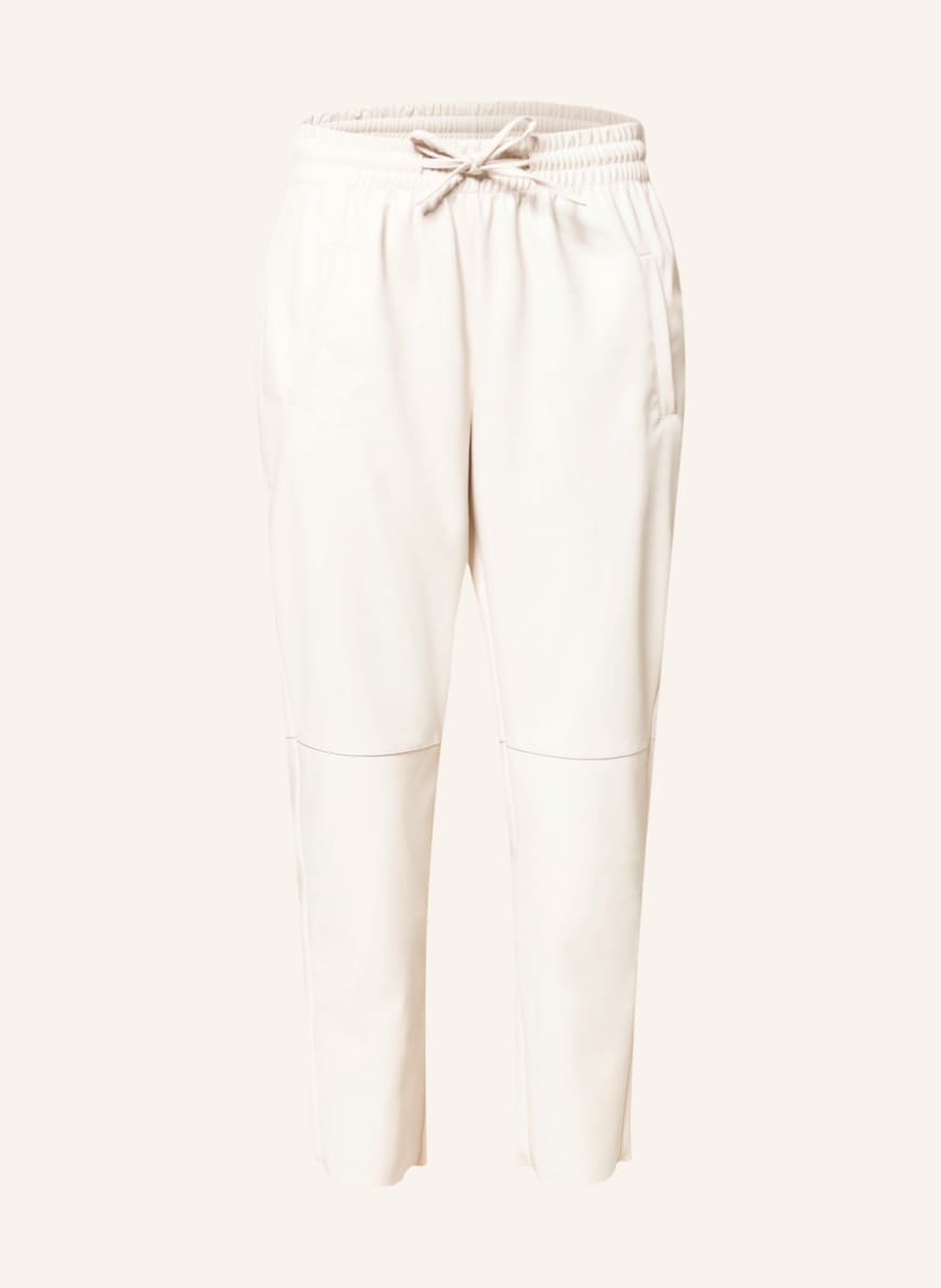 trousers in leather look in cream 