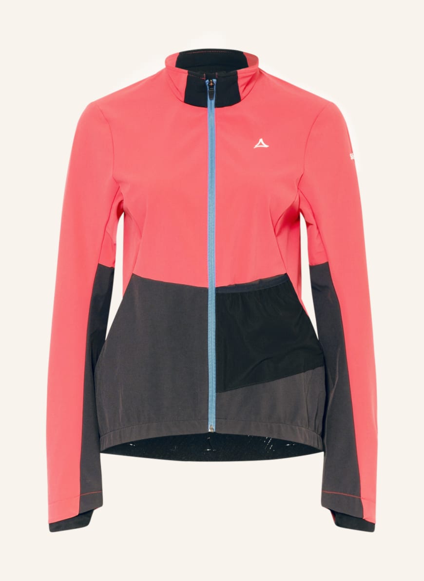 Schöffel Softshell cycling jacket ZUMAIA with mesh, Color: SALMON/ BLACK/ NEON BLUE(Image 1)