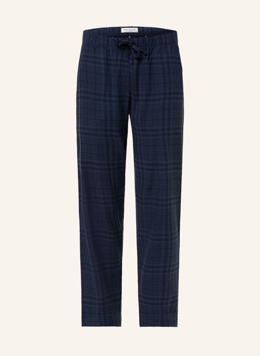 Marc O'Polo Lounge pants in flannel, Color: DARK BLUE/ BLACK (Image 1)