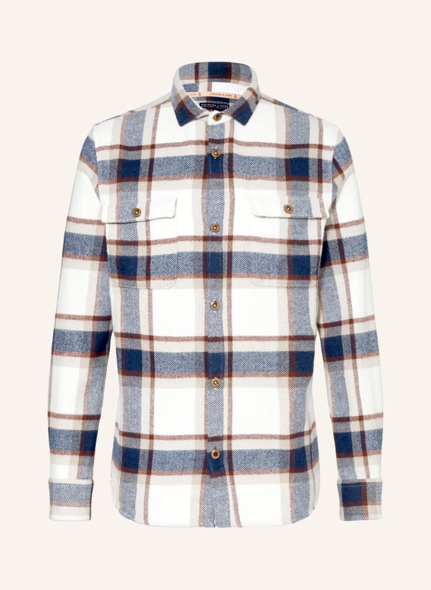 COLOURS & SONS Overshirt, Color: WHITE/ BLUE (Image 1)