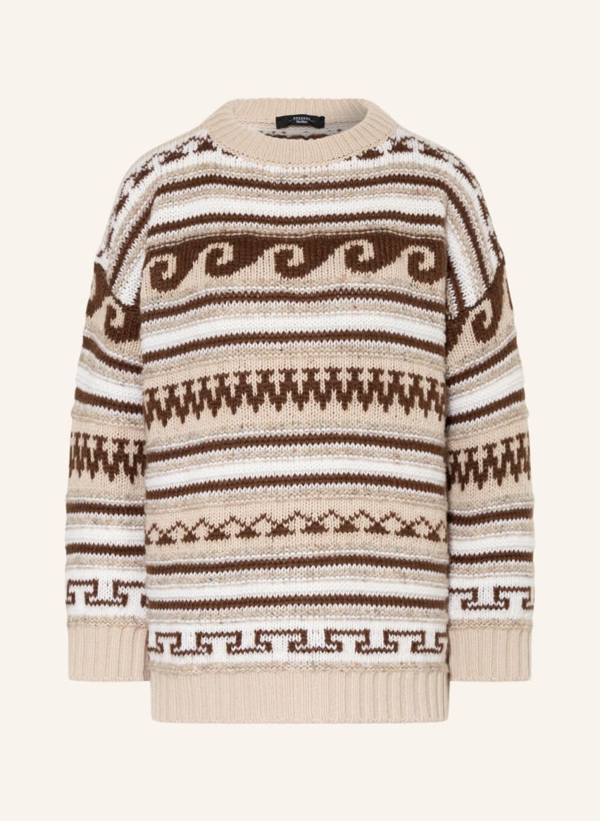WEEKEND MaxMara Sweater DIZZY, Color: ECRU/ BROWN/ LIGHT GRAY (Image 1)