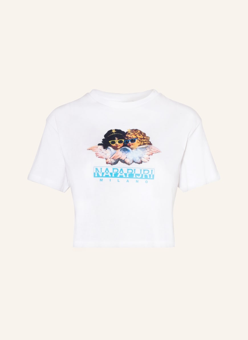 NAPAPIJRI Cropped T-Shirt, Farbe: WEISS/ SCHWARZ/ BLAU (Bild 1)