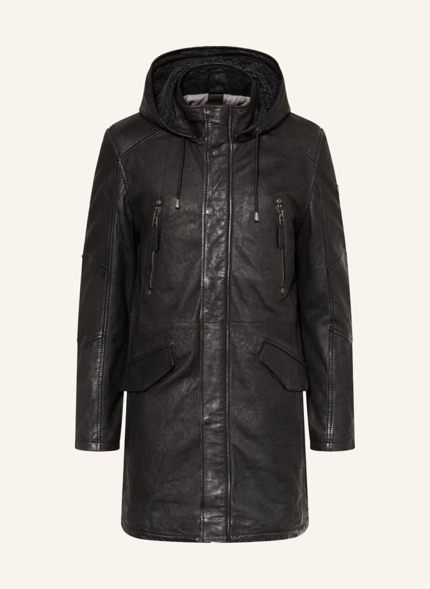 gipsy Leather parka GMESMOND with detachable hood , Color: BLACK(Image 1)
