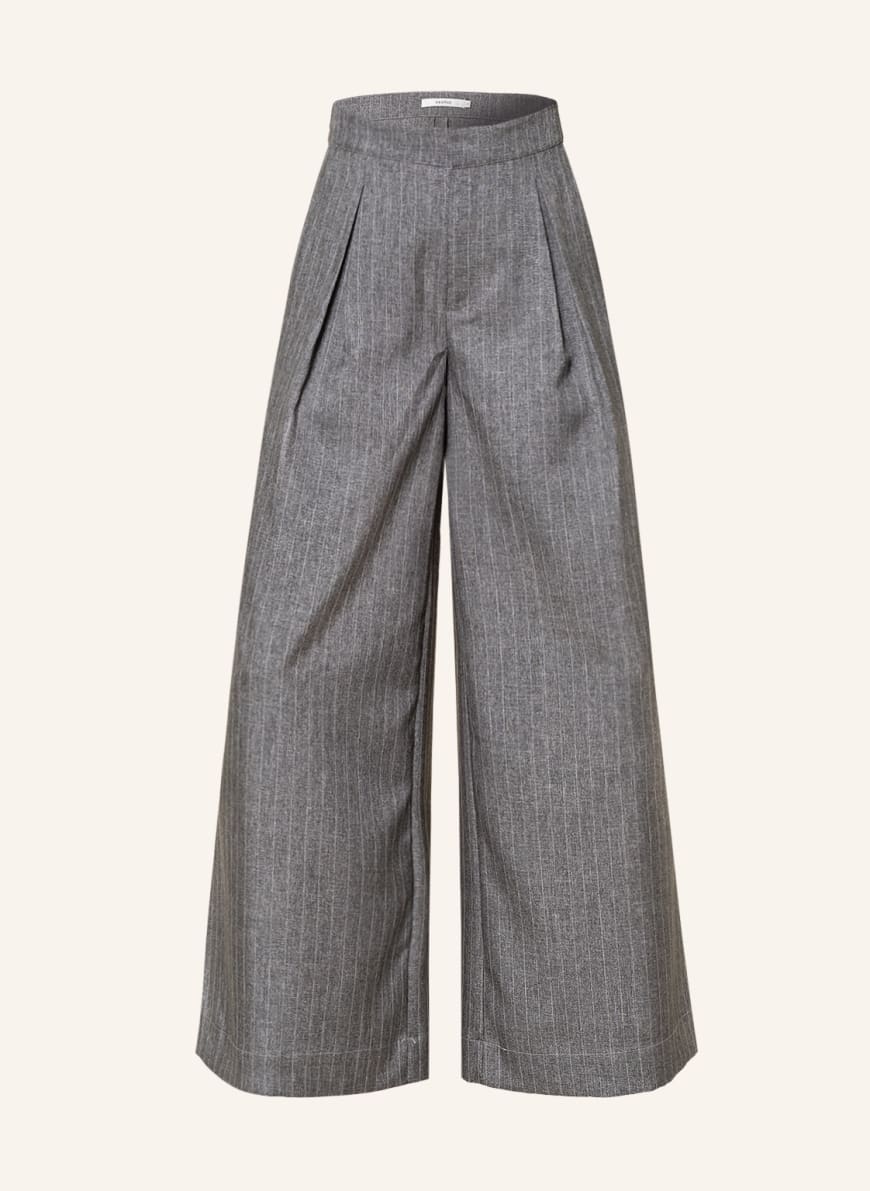 GESTUZ Wide leg trousers ALINA, Color: GRAY/ WHITE (Image 1)