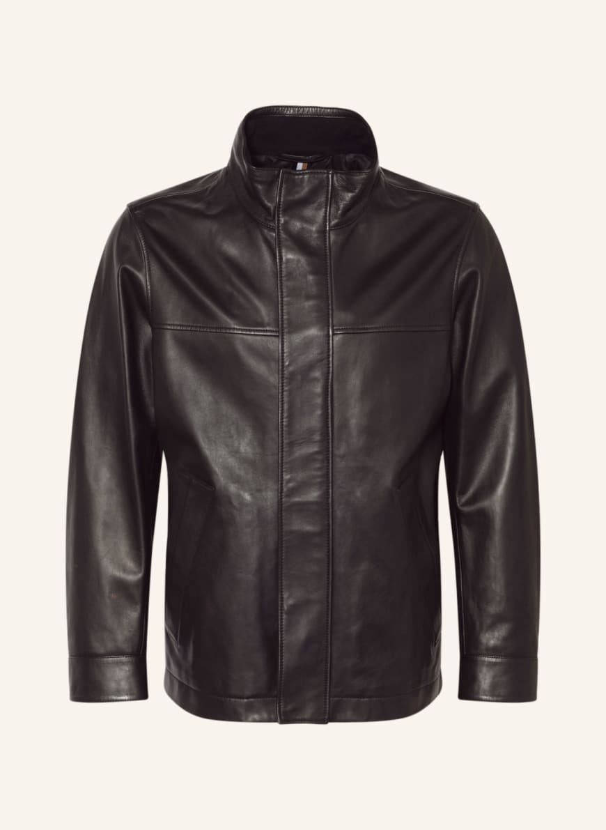 BOSS Leather jacket MAXI, Color: BLACK (Image 1)