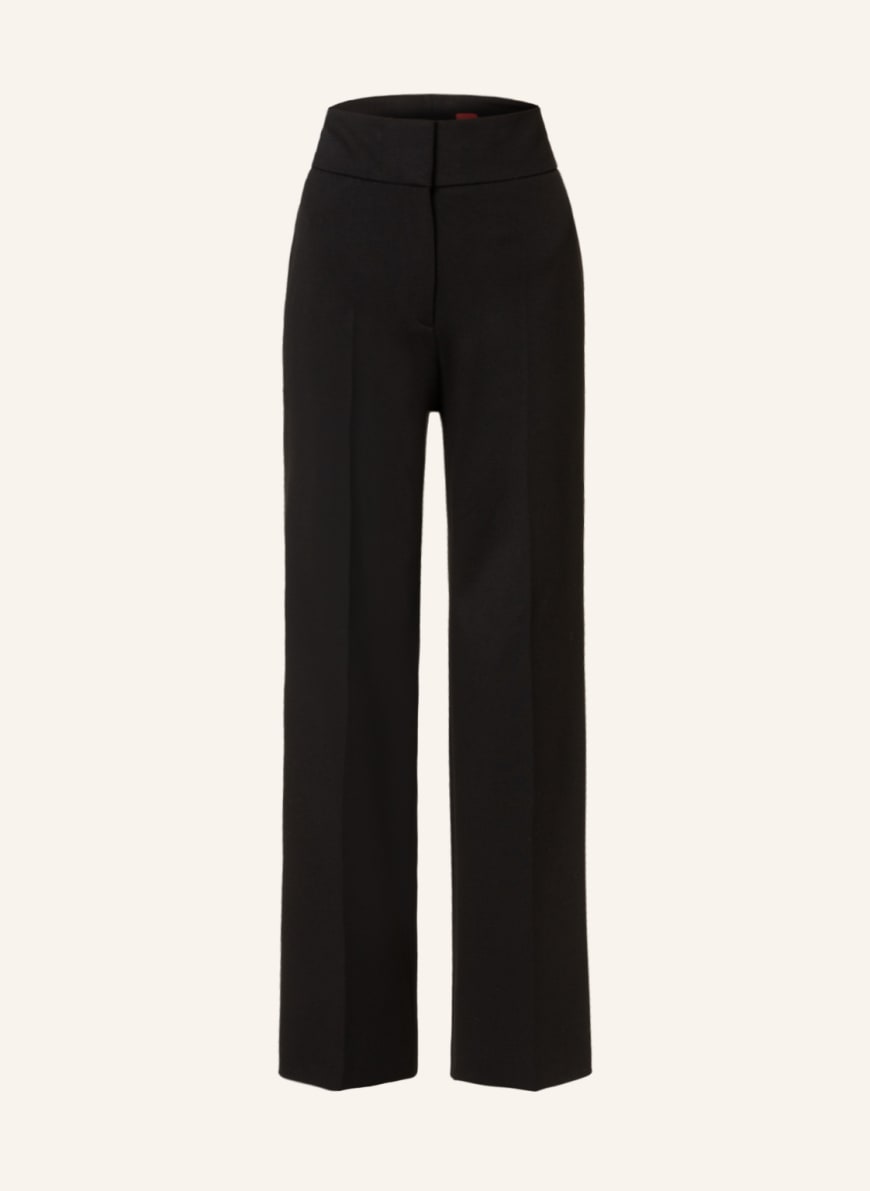 HUGO Wide leg trousers HIMIA made of jersey, Color: BLACK (Image 1)