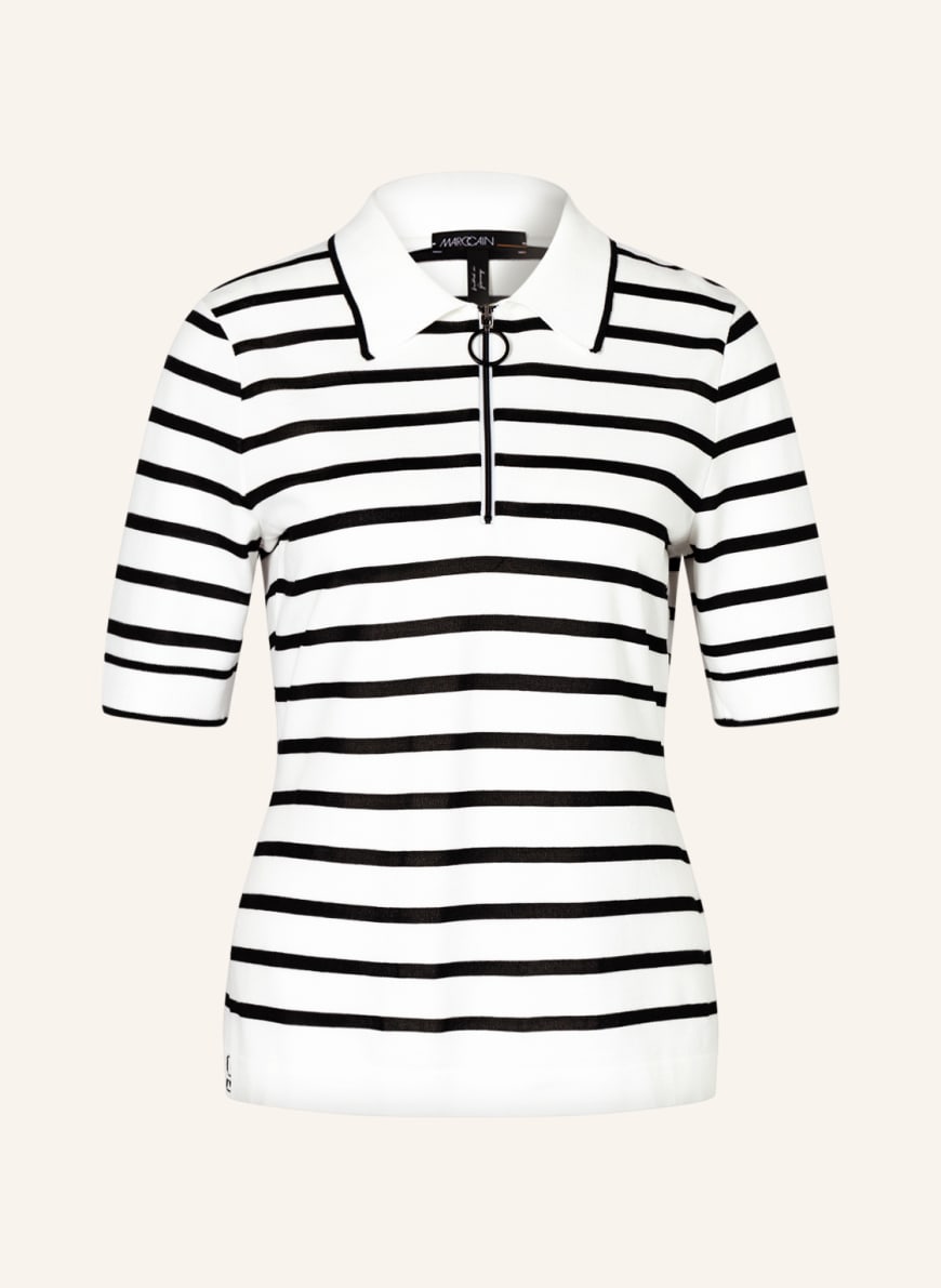 MARC CAIN Strick-Poloshirt, Farbe: 190 white and black(Bild 1)