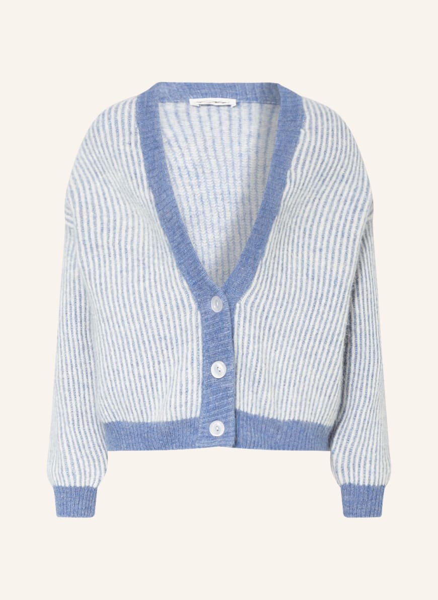 American Vintage Oversized cardigan with alpaca , Color: WHITE/ LIGHT BLUE (Image 1)