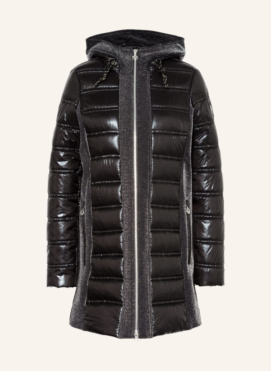 SPORTALM Quilted coat in mixed materials with glitter thread , Color: BLACK(Image 1)