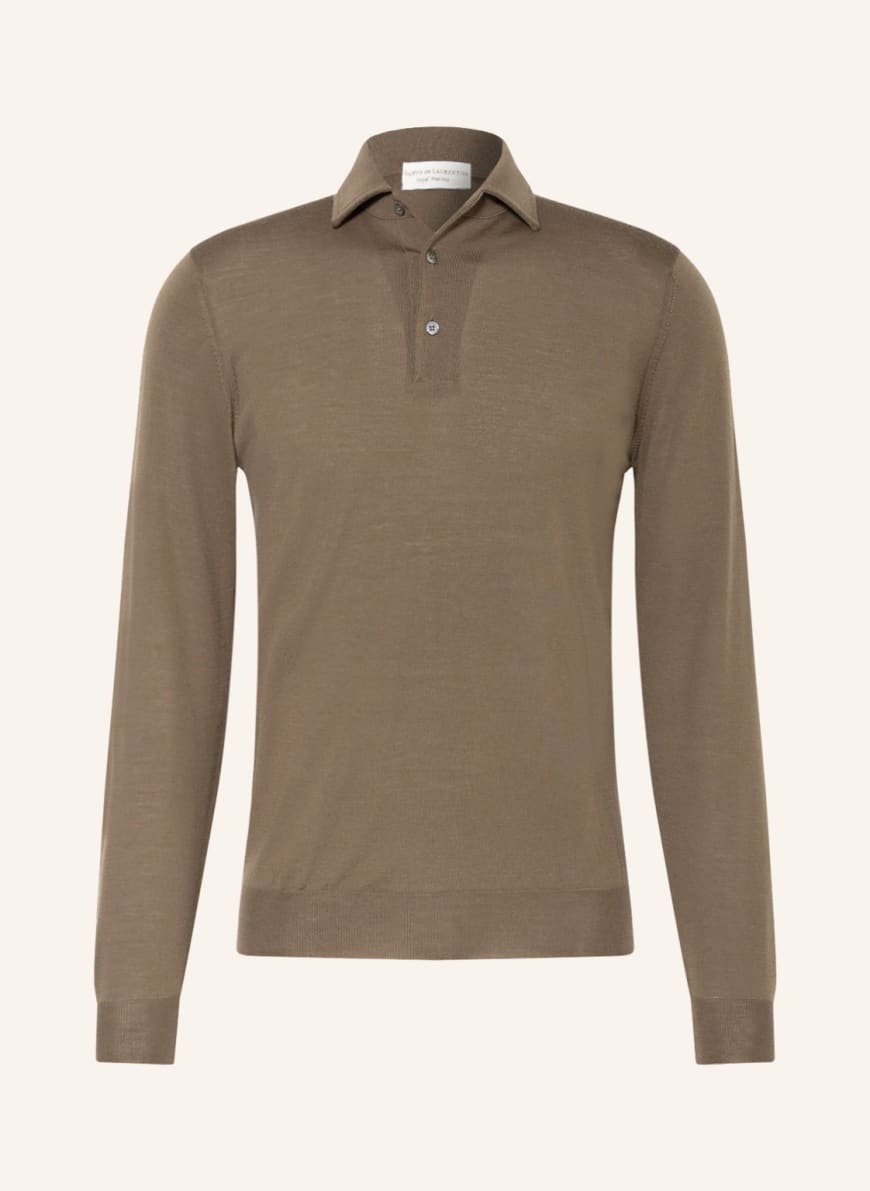 FILIPPO DE LAURENTIIS Polo shirt made of merino wool, Color: DARK BROWN(Image 1)