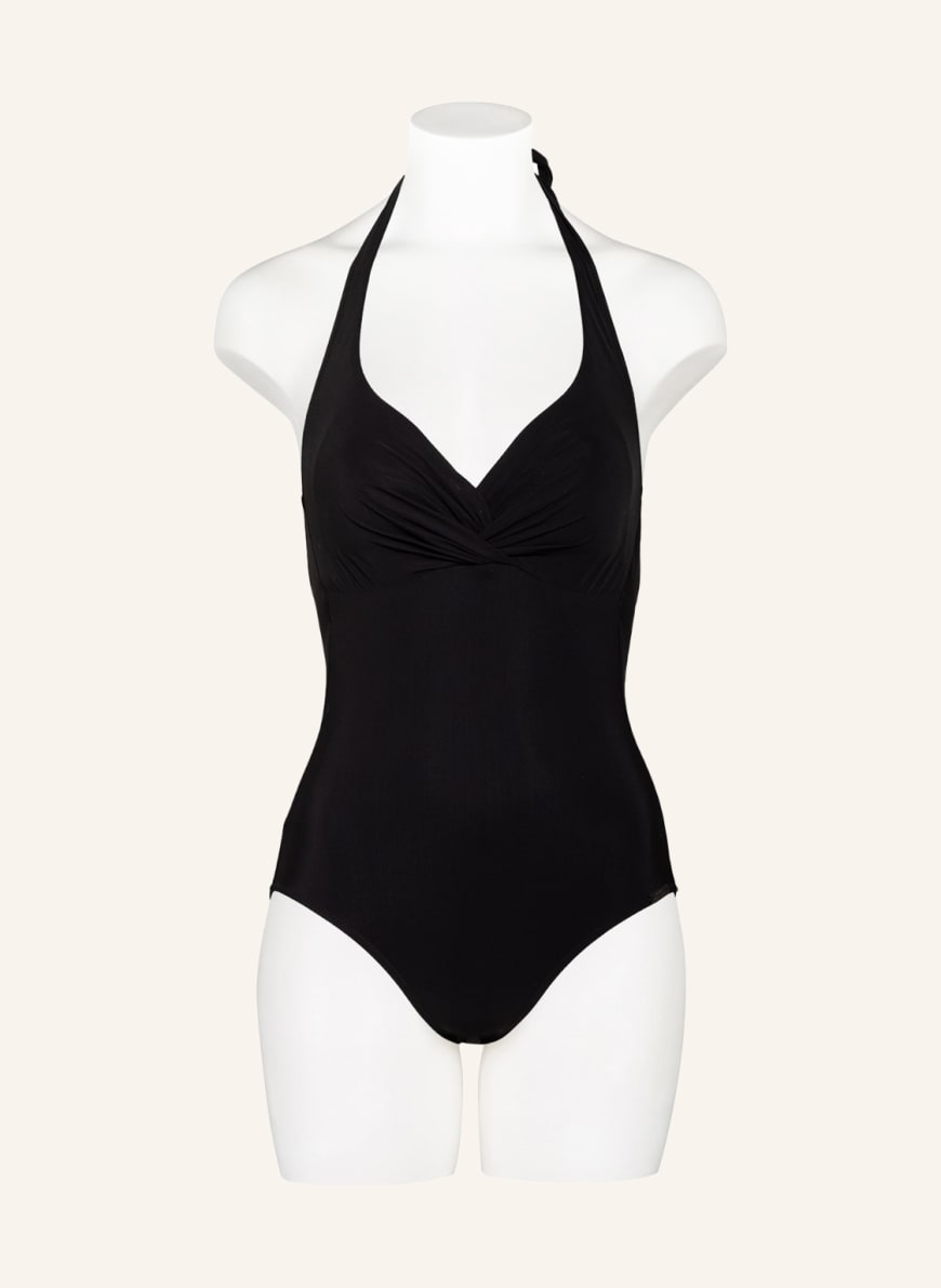 MARYAN MEHLHORN Halter neck swimsuit SOLIDS in black