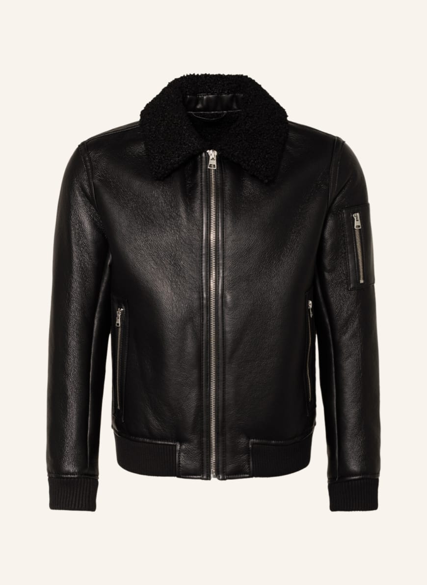 HUGO Jacket BEVNIKO in leather look with teddy, Color: BLACK (Image 1)