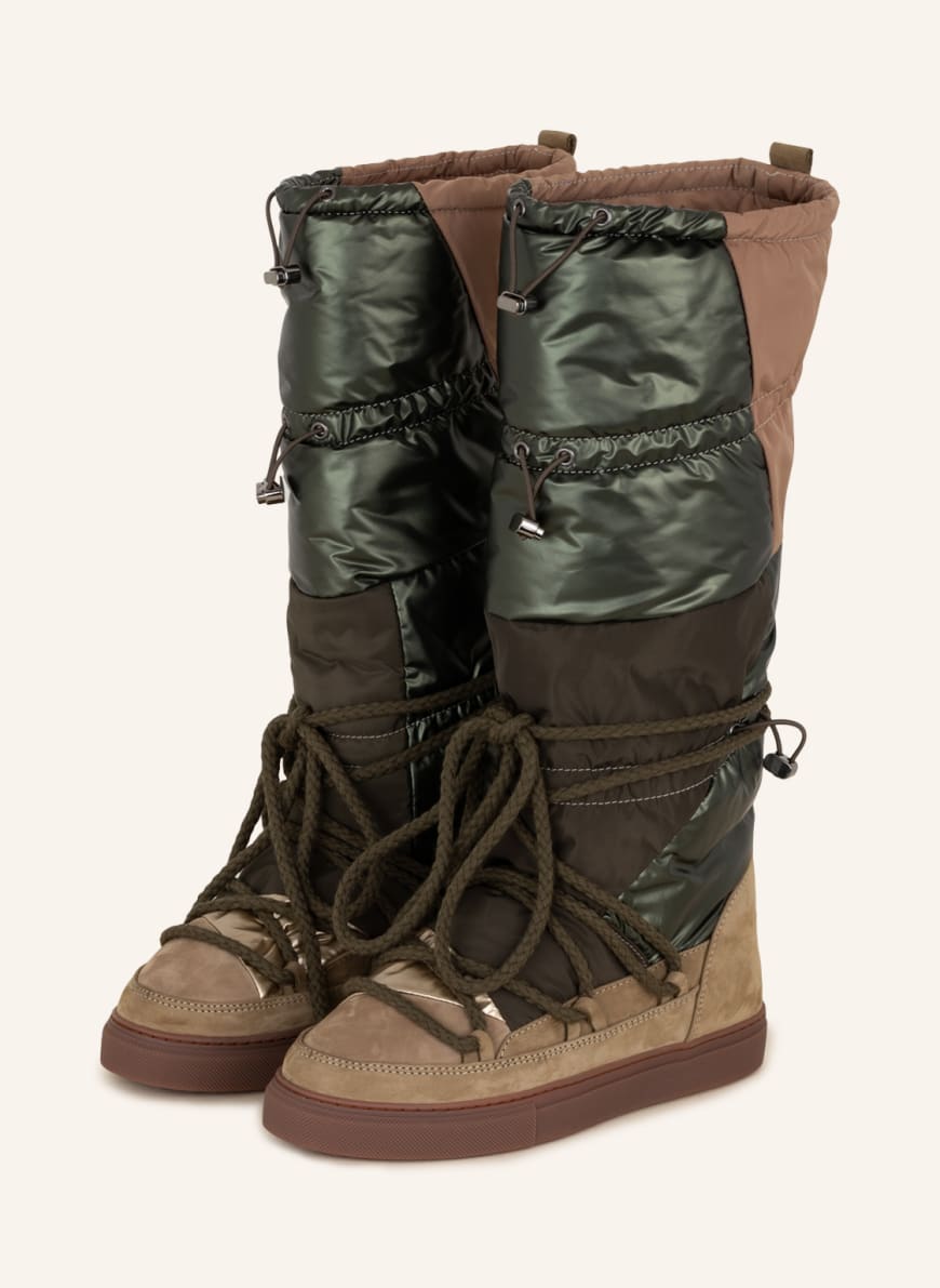INUIKII Boots PUFFER HIGH, Color: GREEN/ COGNAC (Image 1)