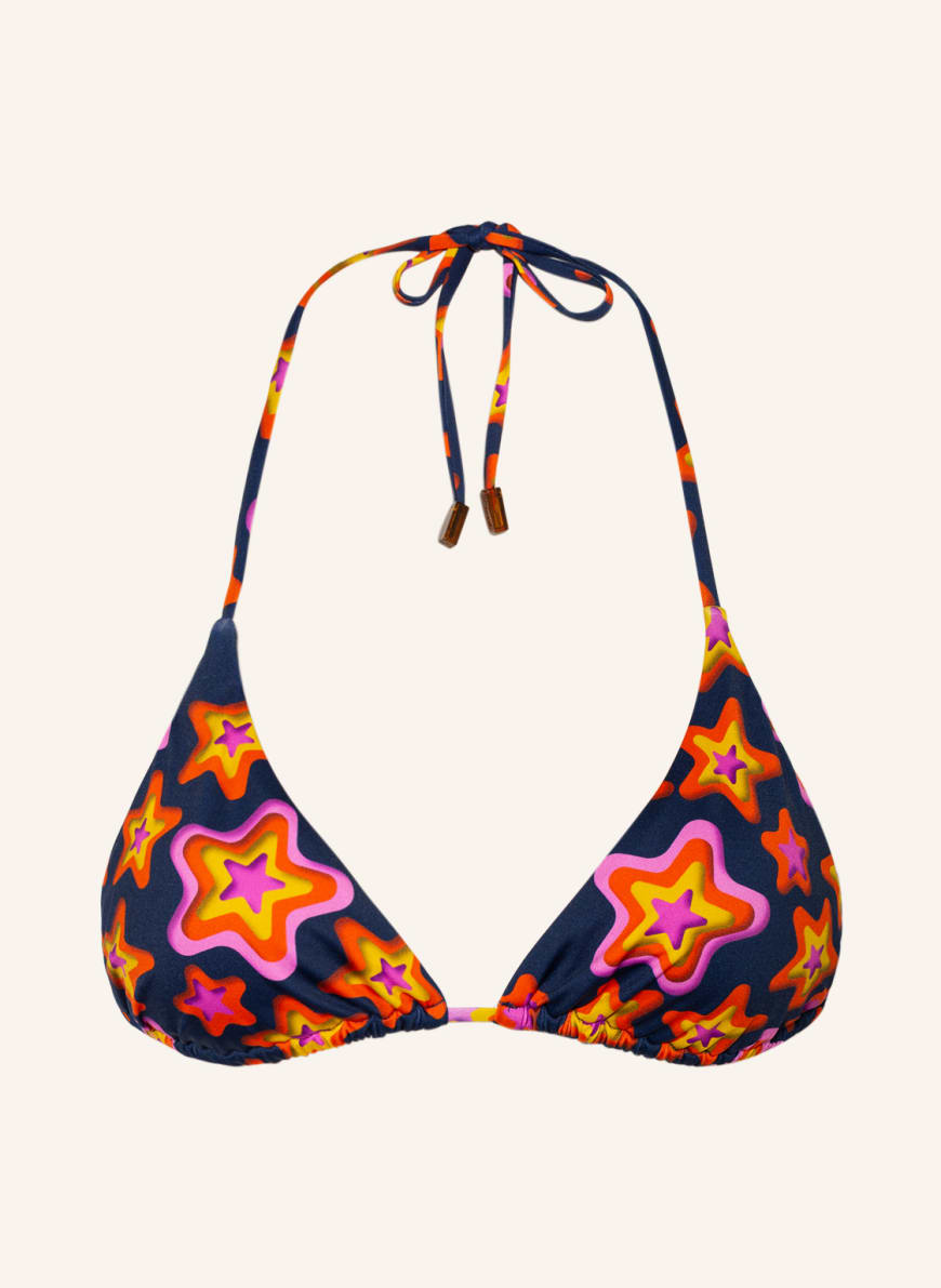 VILEBREQUIN Triangle bikini top FLEUR , Color: DARK BLUE/ ORANGE/ NEON YELLOW (Image 1)