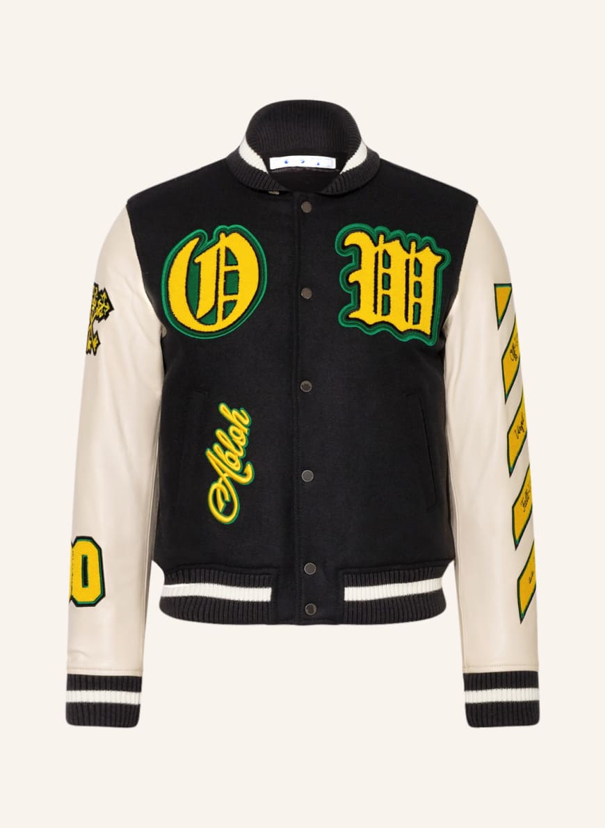 Off-White Bomber jacket in mixed materials, Color: ECRU/ BLACK/ DARK YELLOW (Image 1)