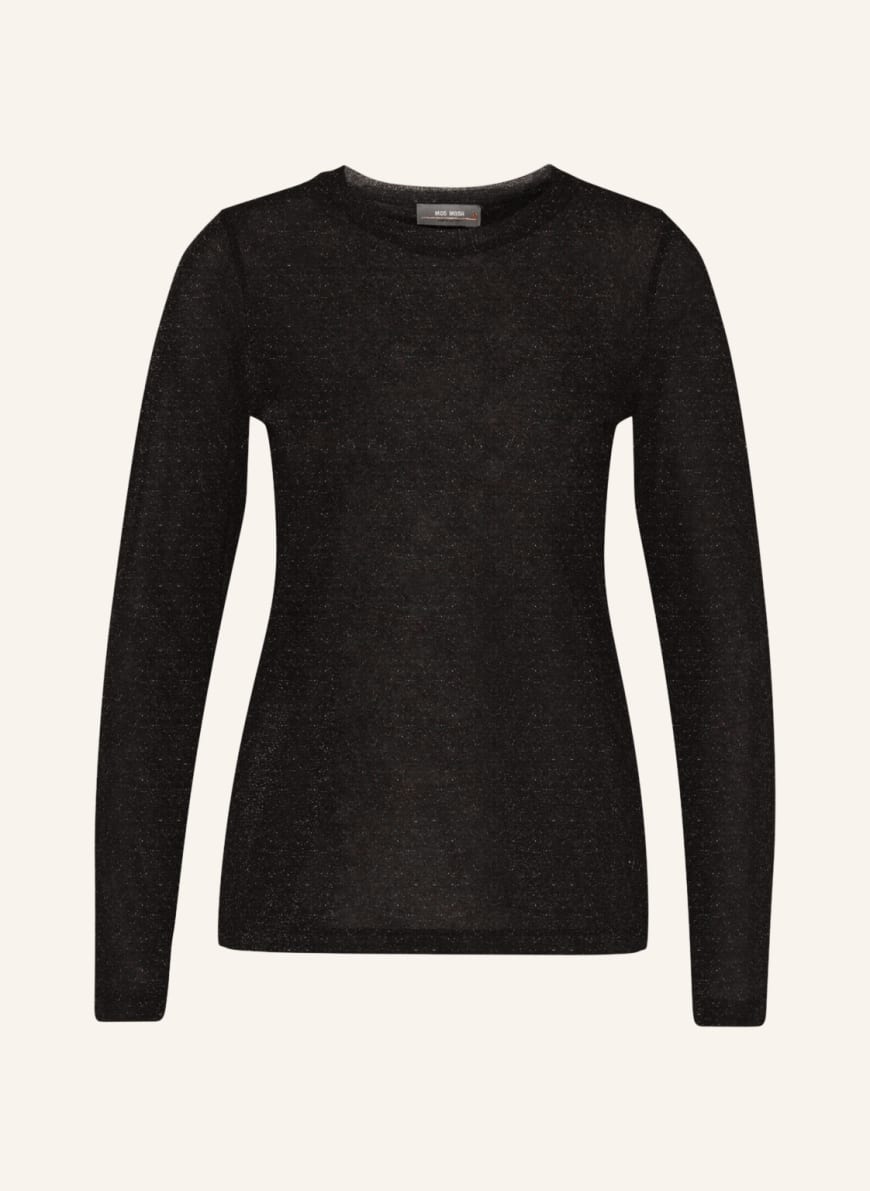 MOS MOSH Long sleeve shirt ASIO with glitter thread, Color: BLACK (Image 1)