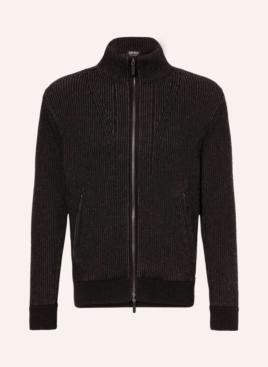 ZEGNA Strickjacke aus Cashmere, Farbe: SCHWARZ/ DUNKELGRAU (Bild 1)