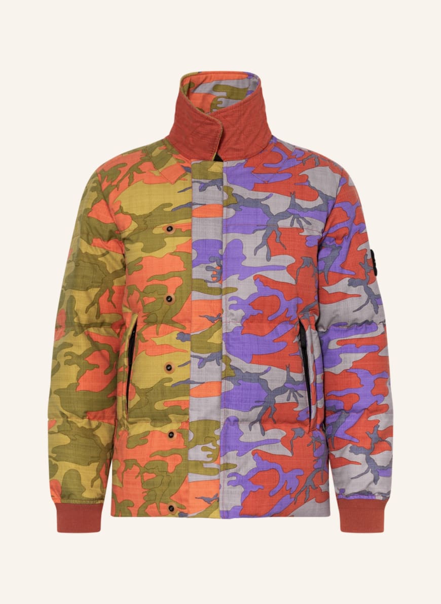 STONE ISLAND Down jacket, Color: DARK ORANGE/ DARK PURPLE/ GRAY (Image 1)