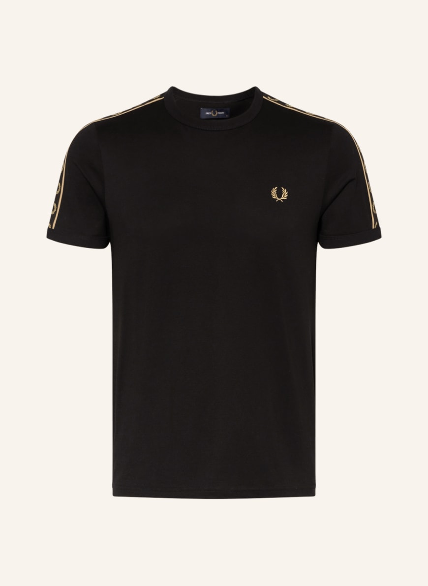 FRED PERRY T-shirt with tuxedo stripes , Color: BLACK/ GOLD (Image 1)