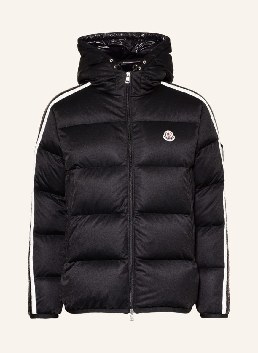 MONCLER Down jacket SANBESAN in mixed materials with tuxedo stripes, Color: BLACK (Image 1)
