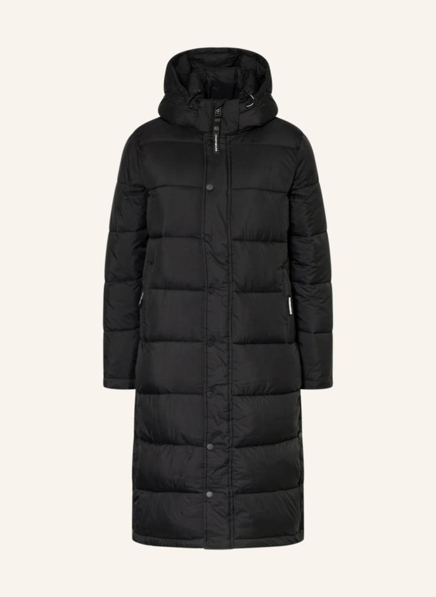 khujo Oversized quilted coat CORINNA with removable hood, Color: BLACK (Image 1)
