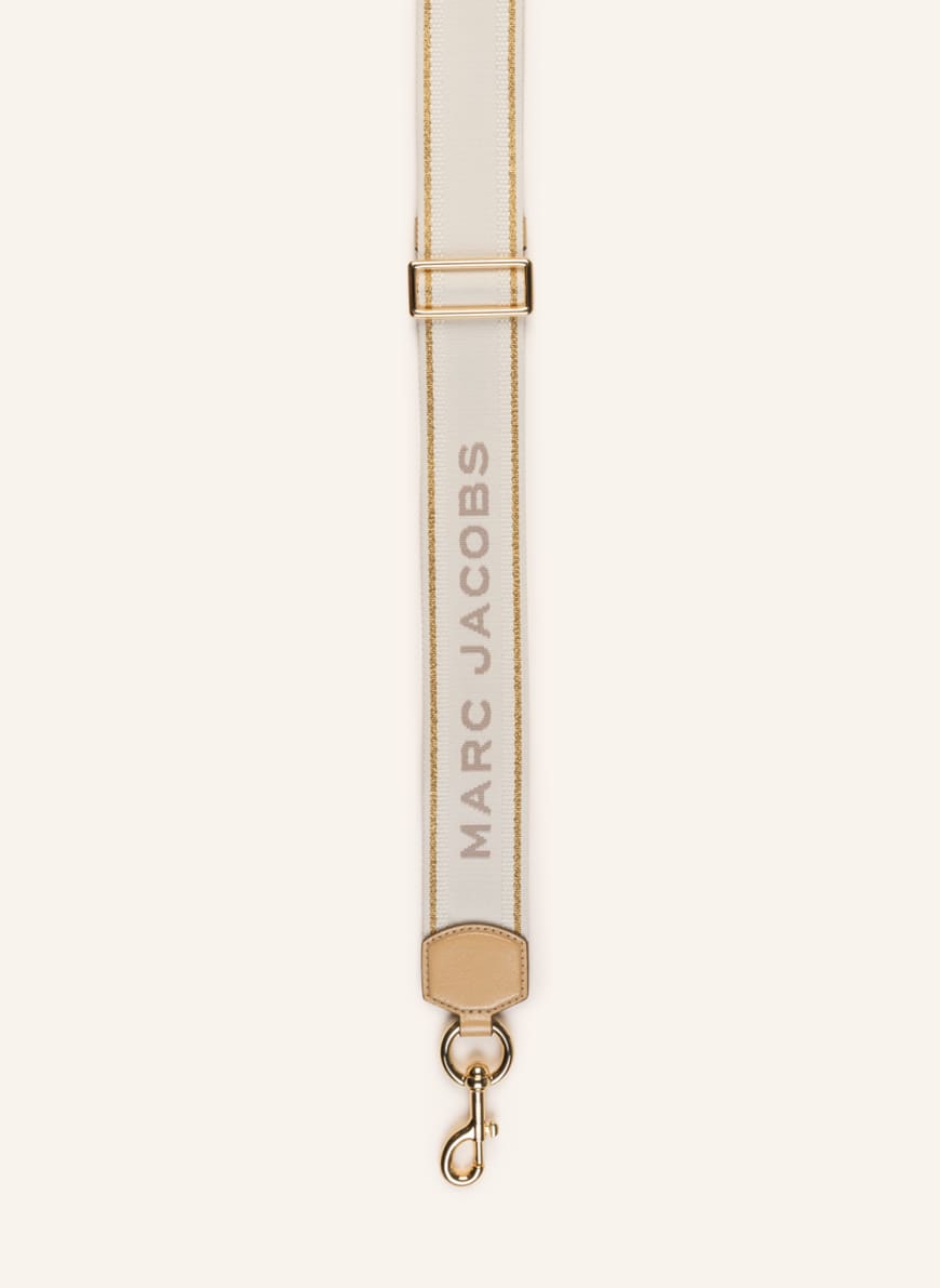 MARC JACOBS Shoulder strap THE LOGO WEBBING STRAP with glitter thread , Color: CREAM/ GOLD(Image 1)