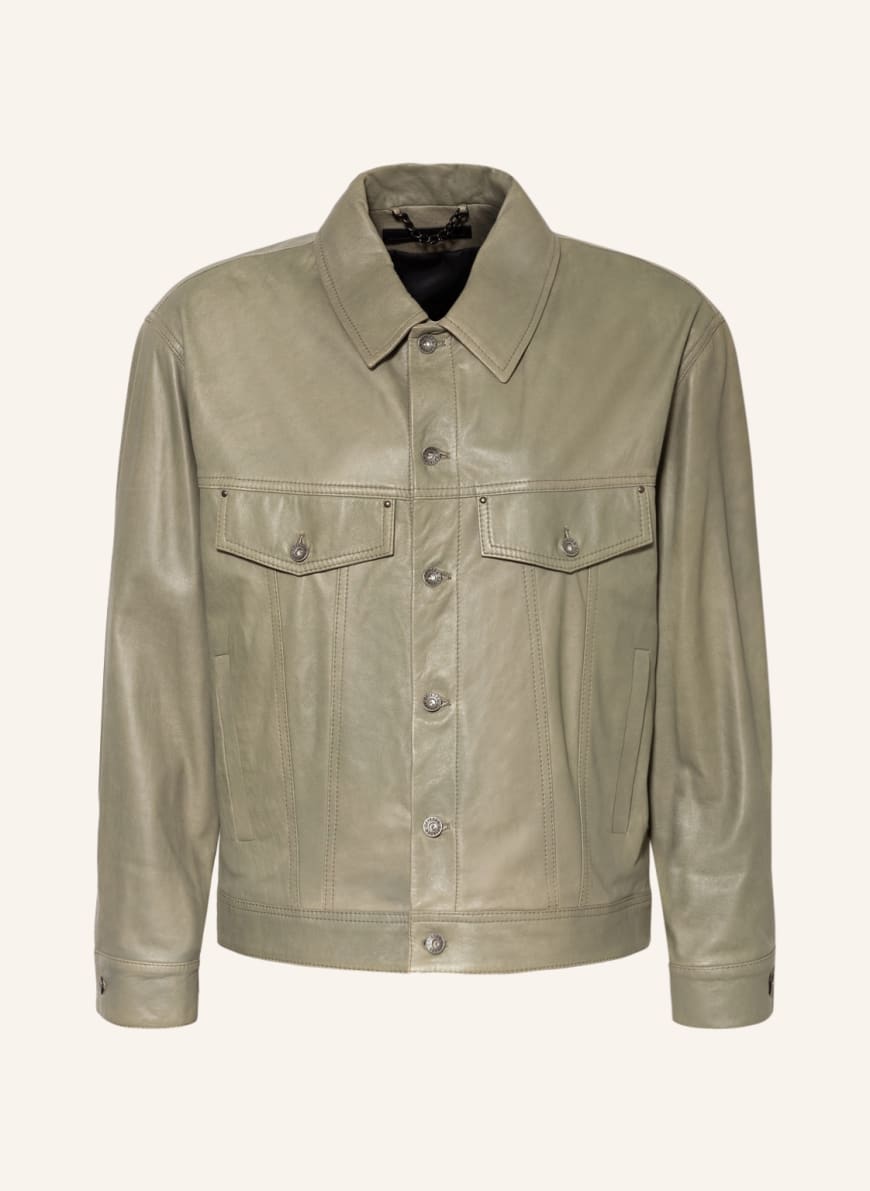 DRYKORN Leather overshirt MAJID, Color: KHAKI (Image 1)