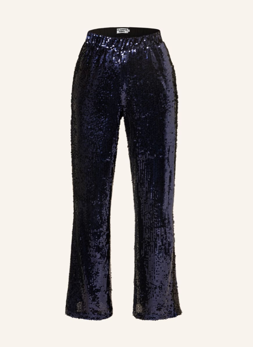 COLOURFUL REBEL Pants EMY with sequins, Color: DARK BLUE (Image 1)