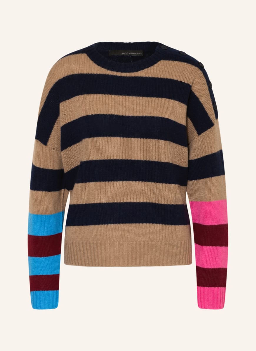 360CASHMERE Cashmere sweater, Color: BEIGE/ DARK BLUE(Image 1)