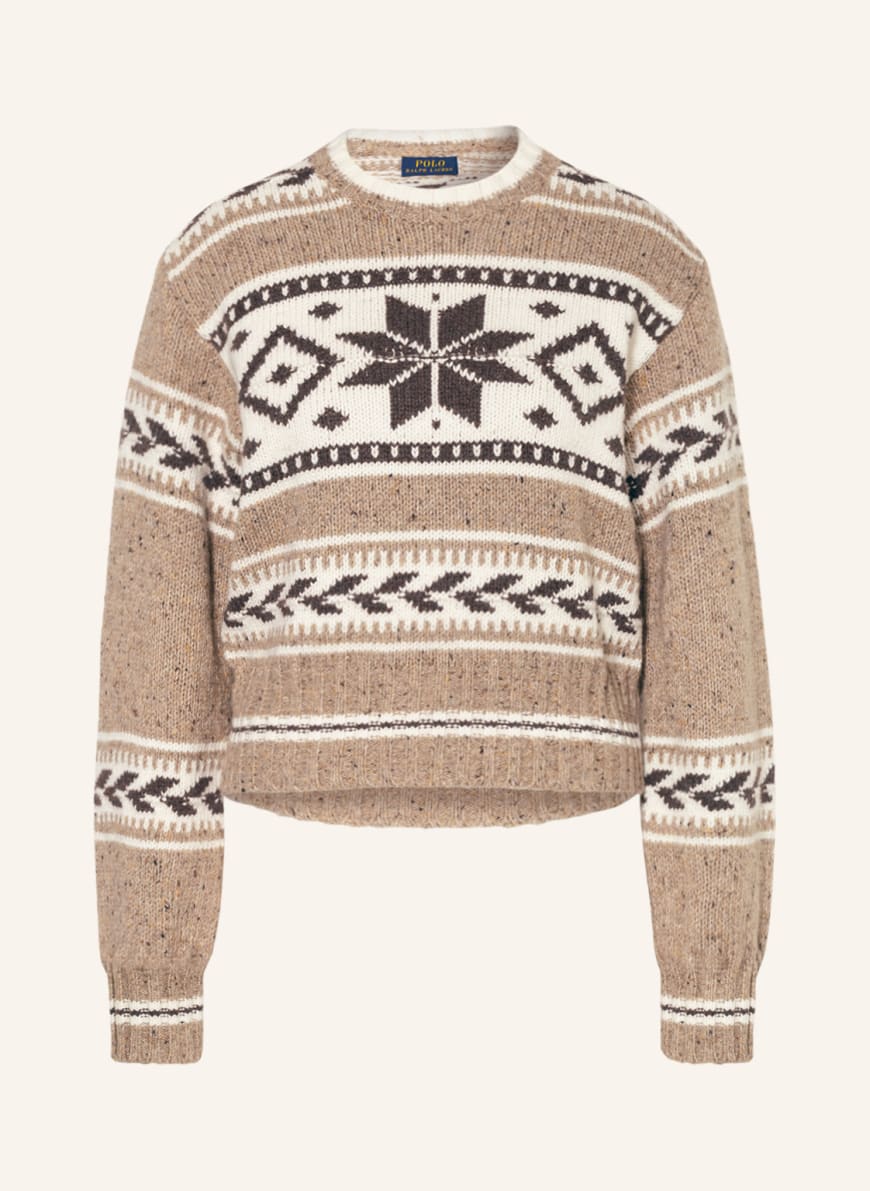 POLO RALPH LAUREN Sweater, Color: BEIGE/ WHITE/ DARK BROWN (Image 1)
