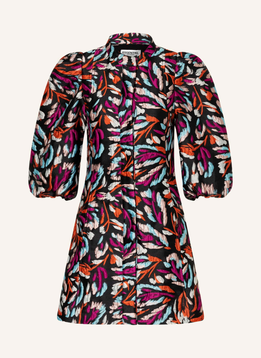 ESSENTIEL ANTWERP Jacquard-Kleid CURE, Farbe: SCHWARZ/ ORANGE/ PINK (Bild 1)