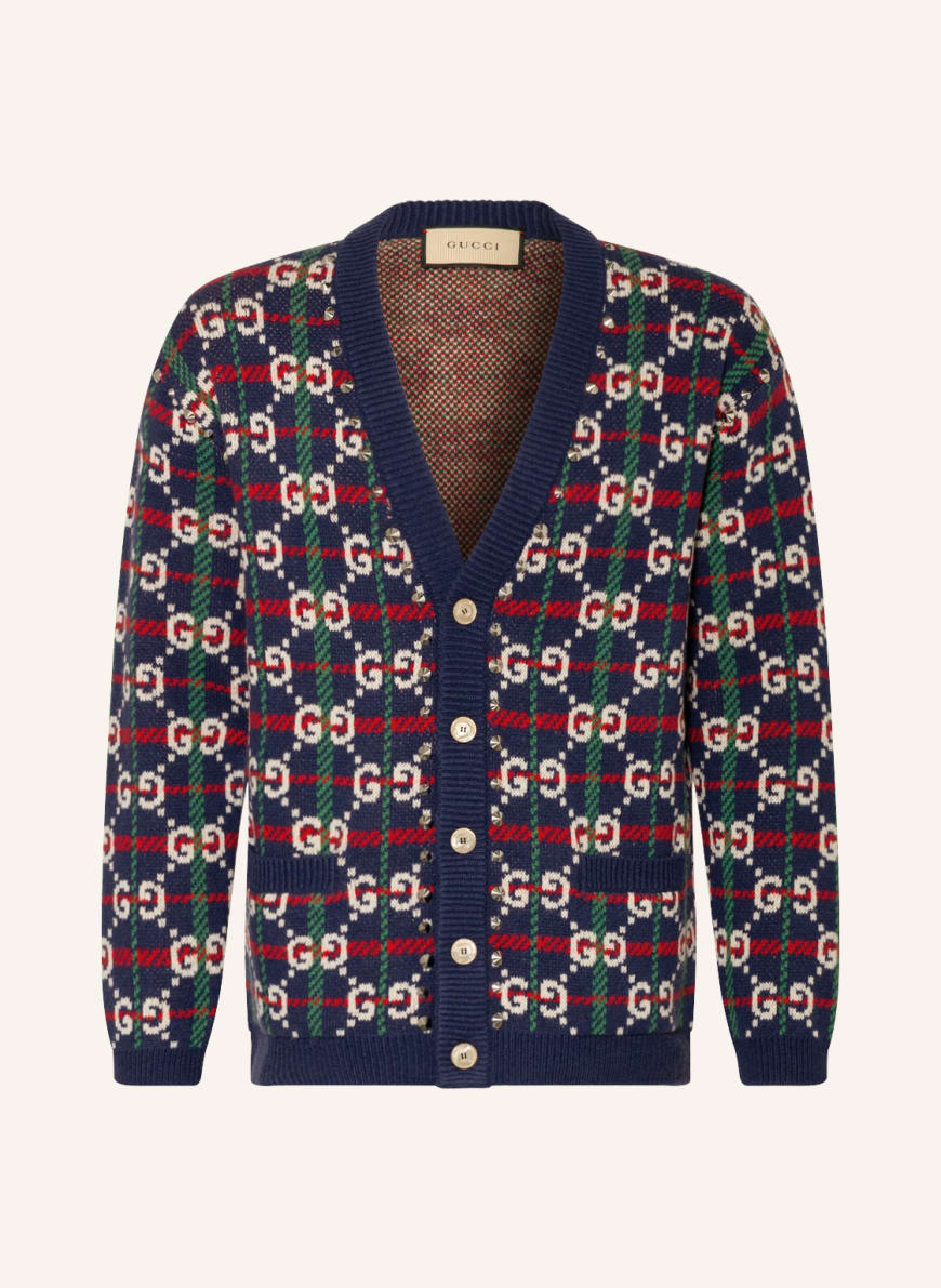 GUCCI Cardigan with rivets , Color: BLUE/ WHITE/ RED (Image 1)