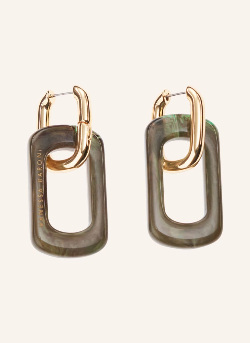 VANESSA BARONI Earrings EDGE , Color: OLIVE/ GOLD (Image 1)