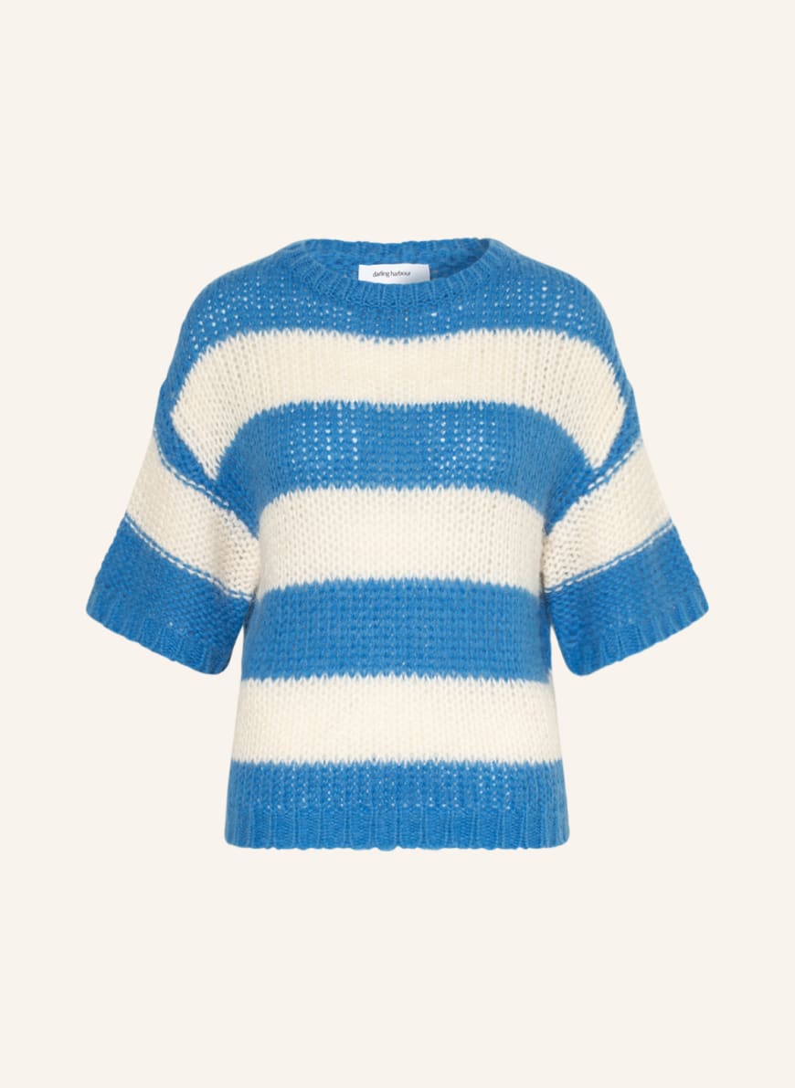 darling harbour Short sleeve sweater, Color: LIGHT BLUE/ WHITE(Image 1)