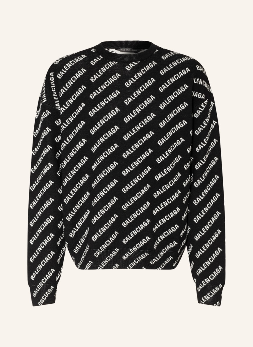 BALENCIAGA Oversized-Pullover, Farbe: SCHWARZ/ WEISS (Bild 1)