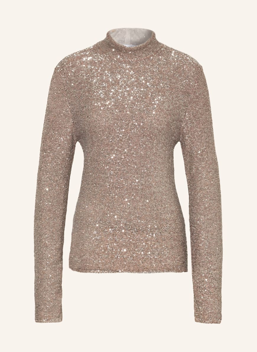FABIANA FILIPPI Knit shirt with sequins, Color: TAUPE (Image 1)