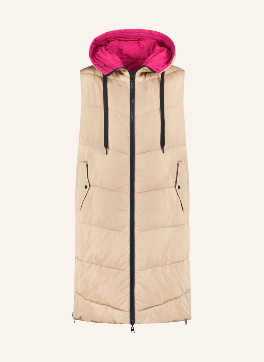 CARTOON Quilted vest reversible, Color: CAMEL/ PINK(Image 1)