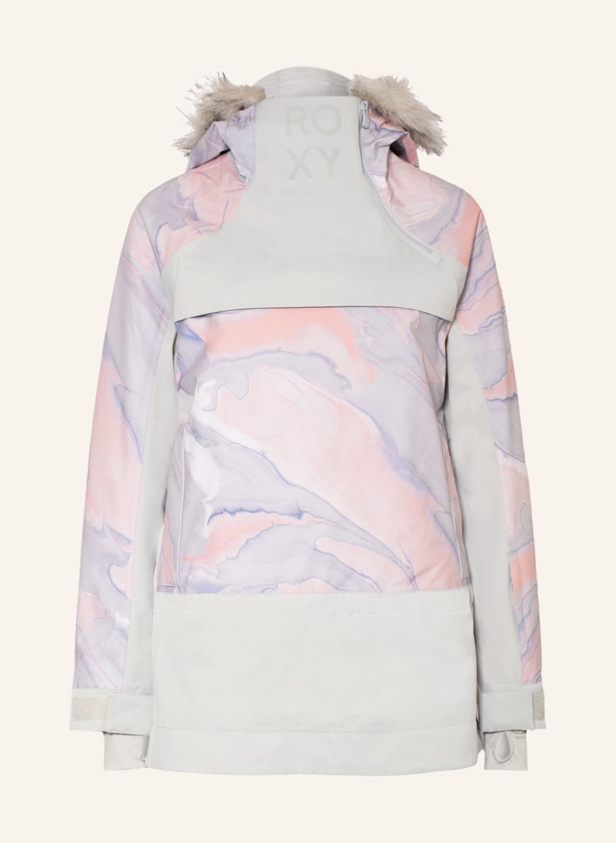 ROXY Ski jacket CHLOE KIM with detachable faux fur, Color: GRAY/ PURPLE/ LIGHT PINK(Image 1)