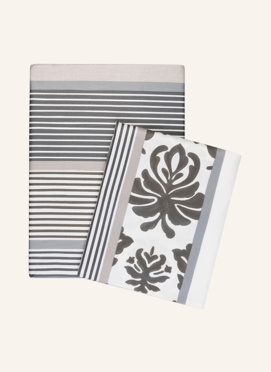 JOOP! Bettwäsche ORNAMENT STRIPE, Farbe: WEISS/ DUNKELGRAU/ TAUPE(Bild 1)