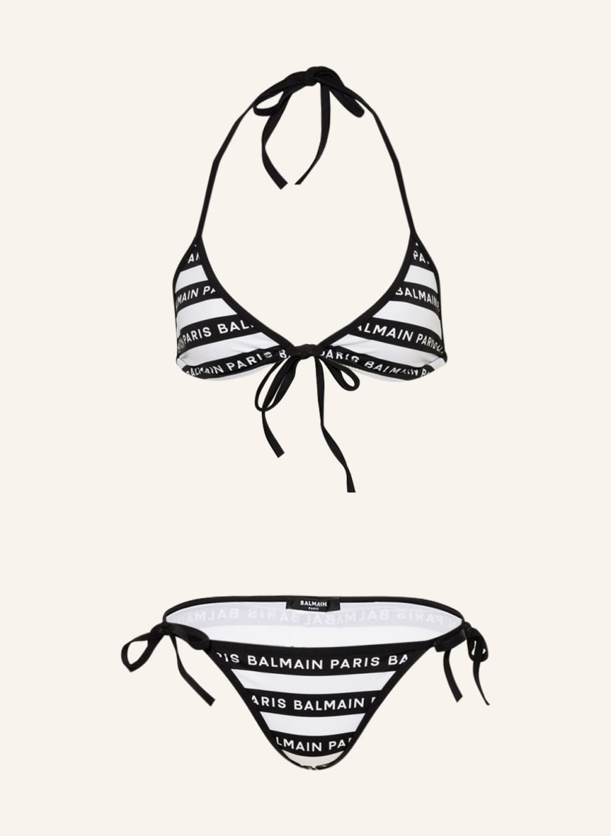 BALMAIN Triangle bikini NEW ICONIC STRIPES , Color: WHITE/ BLACK(Image 1)