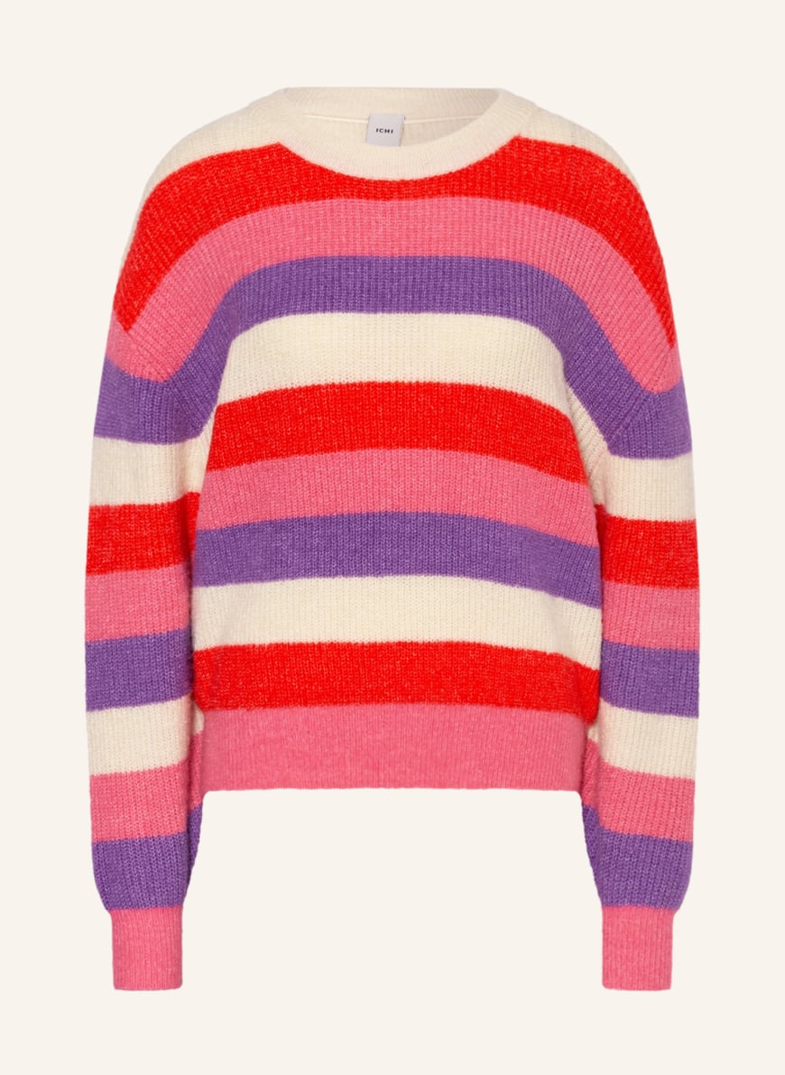ICHI Sweater IHDUSTY, Color: PINK/ RED/ ECRU(Image 1)